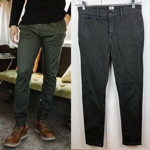 Hiroshi Kato Axe Slim Denit Chino Pant Military Green Gray Mens Size 30 Cotton